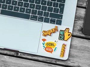 Realistic Laptop Sticker Mockup PSD