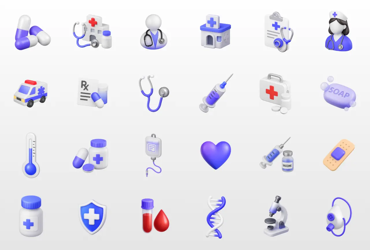 24 Free 3D Medical & Healthcare Icons