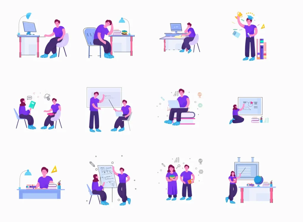 14 Free Education Illustrations for Figma
