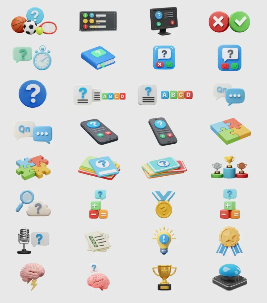 32 Free 3D Game Icons for Figma