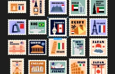 20 Free Flat Landmark Stamps