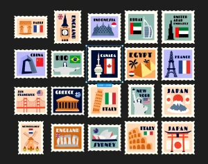 20 Free Flat Landmark Stamps