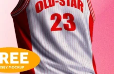 Round Neck Basketball Jersey Mockup PSD