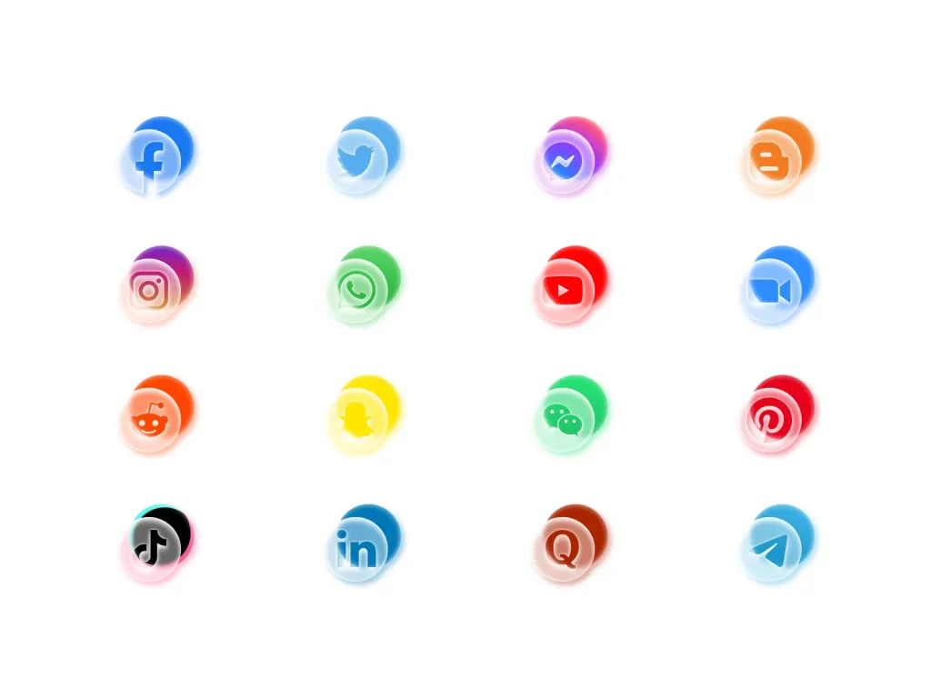 16 Free Social Icons in Glassmorphism Style