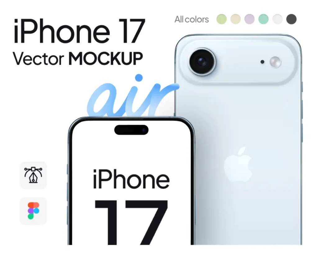iPhone 17 Air Fully Editable Vector Mockup