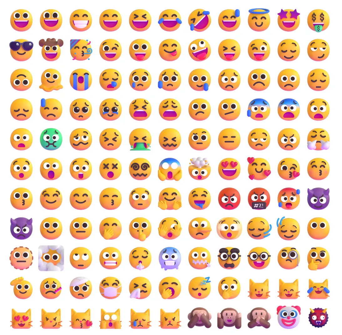 1100+ Free 2D/3D Microsoft Emojis in Figma