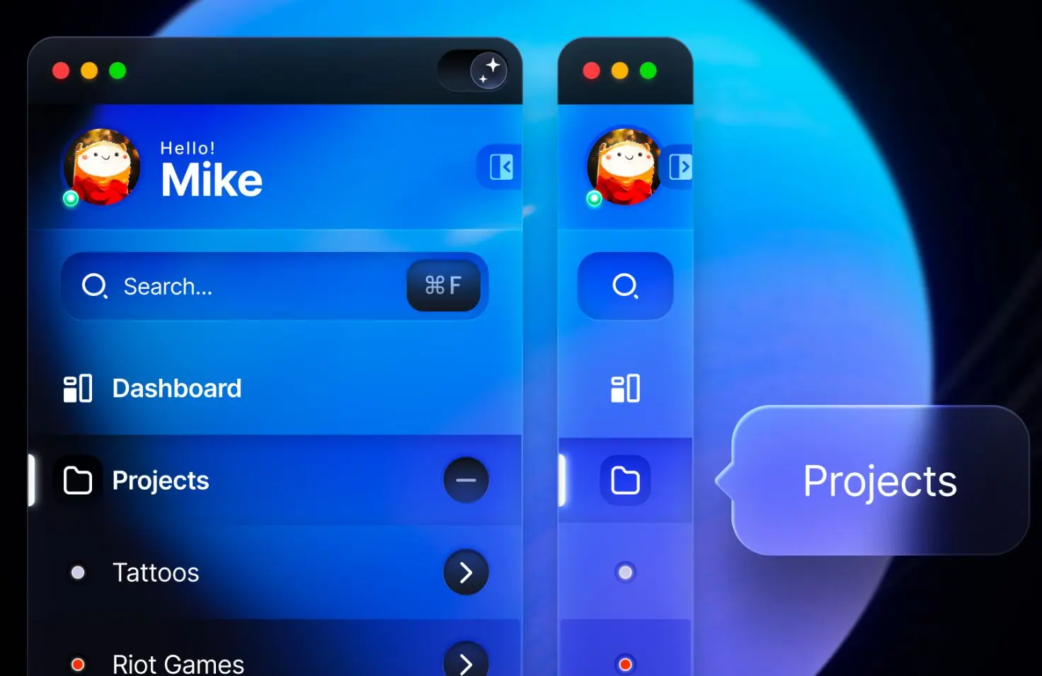 Liquid Glass Dashboard UI Kit
