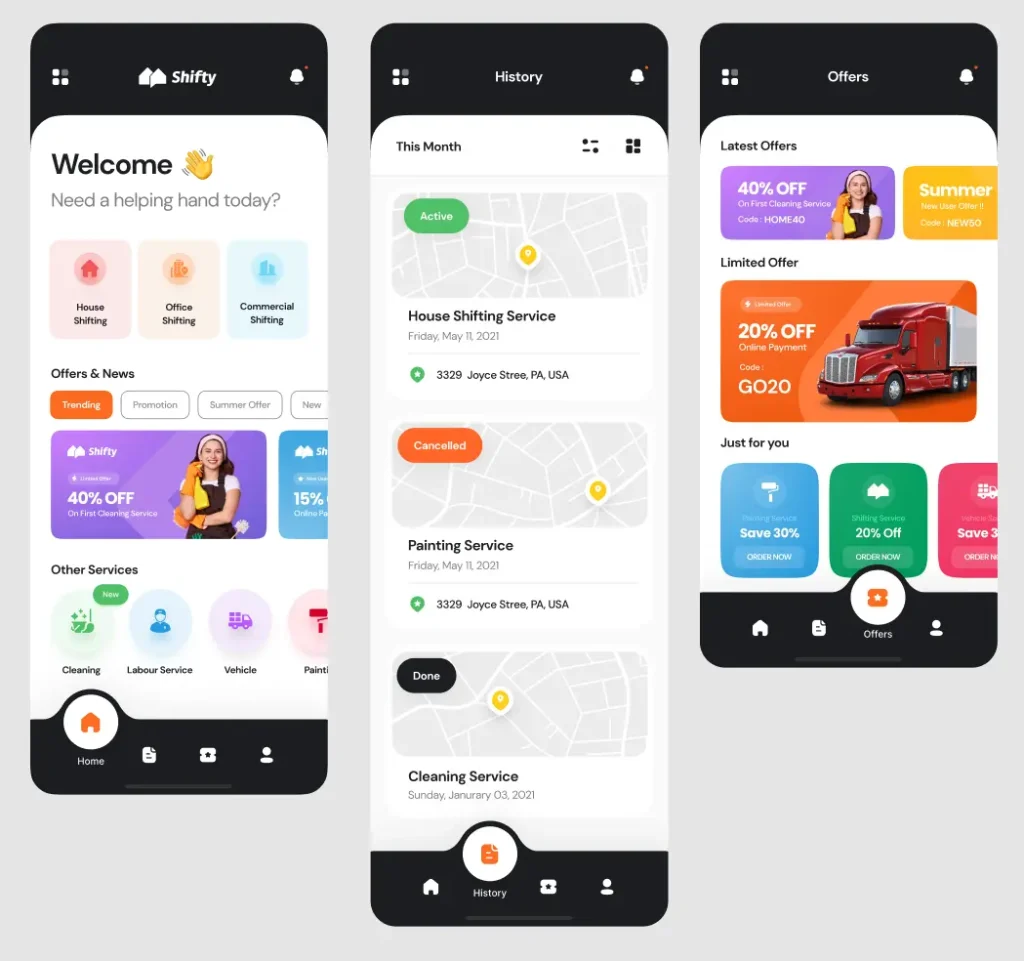 Shifty UI Kit for On-Demand Home Service Apps