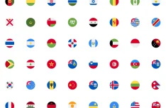 Country Flag Icons in Round and Rectangular Styles