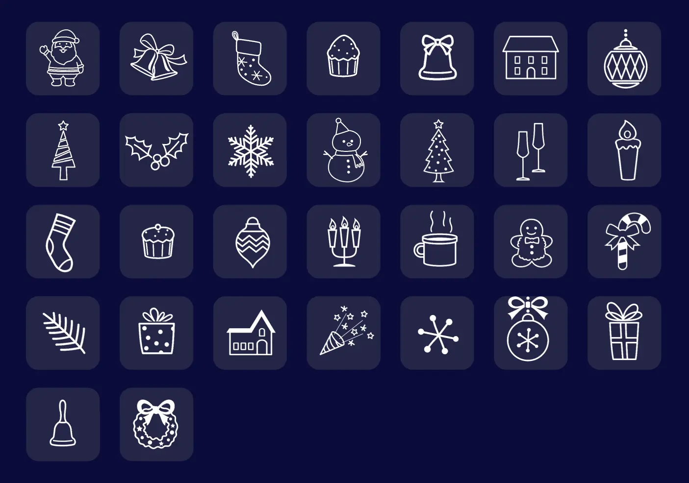 30 Free Christmas Outline Icons