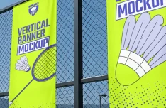 Free Vertical Banner Badminton Mockup