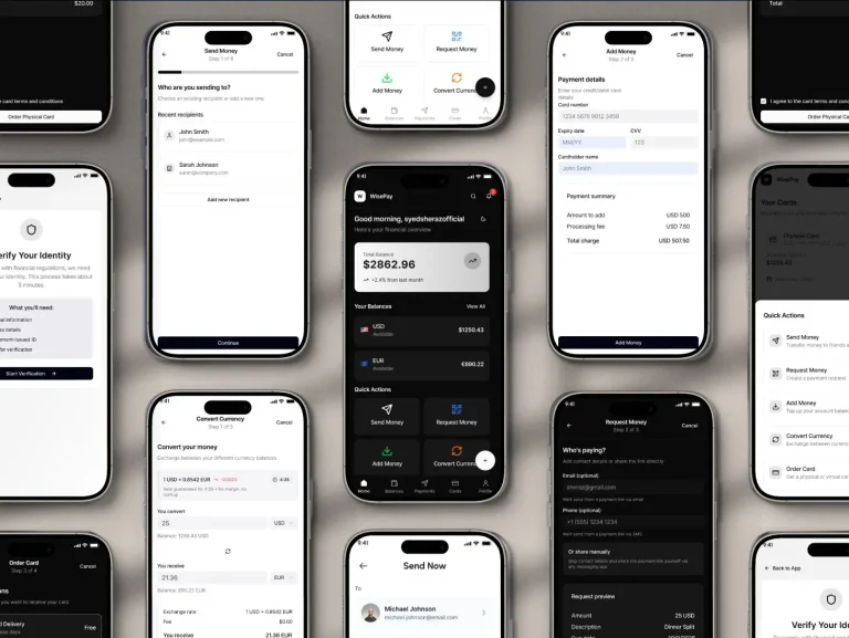 WisePay Free Fintech Mobile App UI Kit for Figma