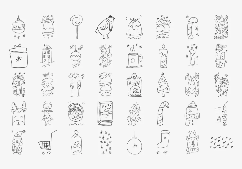 125 Free Handdrawn Christmas Trees (SVG & PNG)