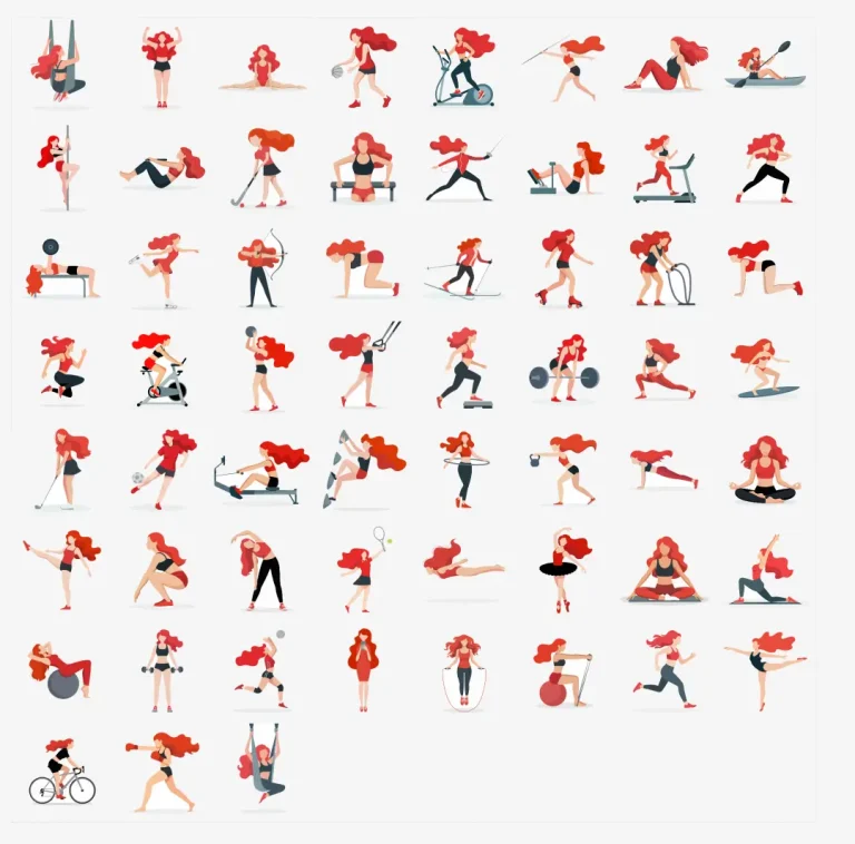 60+ Fitness Woman Illustrations for Gym, Yoga & Swim UI