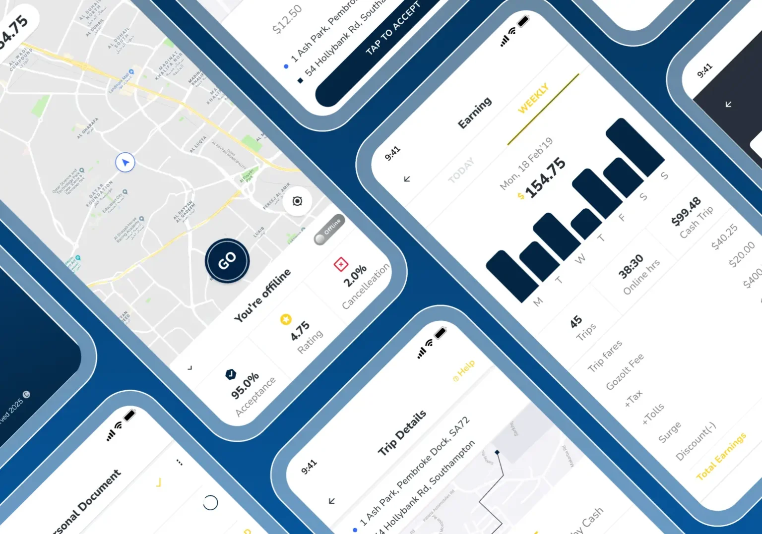 Mobile UI Kit for Ride-Hailing Driver Apps