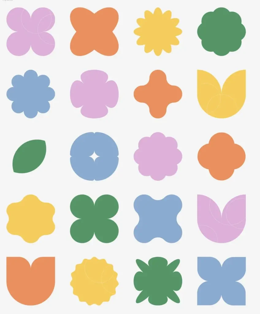 Geometric Flower Vectors for Kids' Projects