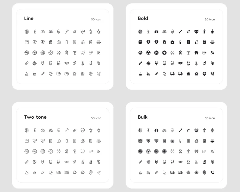 200 Free Health & Medical Icons (4 Styles)