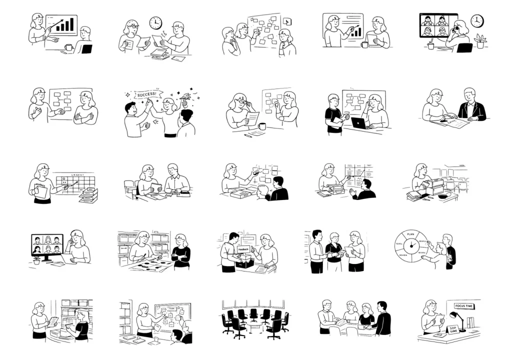 45 Free Productivity & Daily Workflows SVG Illustrations