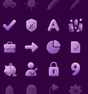 200+ Free 3D Clay Icons (A-Z, Numbers, UI)
