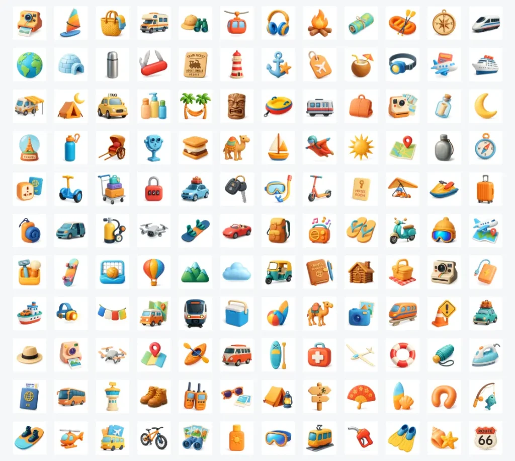 120+ Free 3D Travel & Holiday Icons