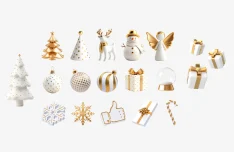 3D Golden Winter Icons
