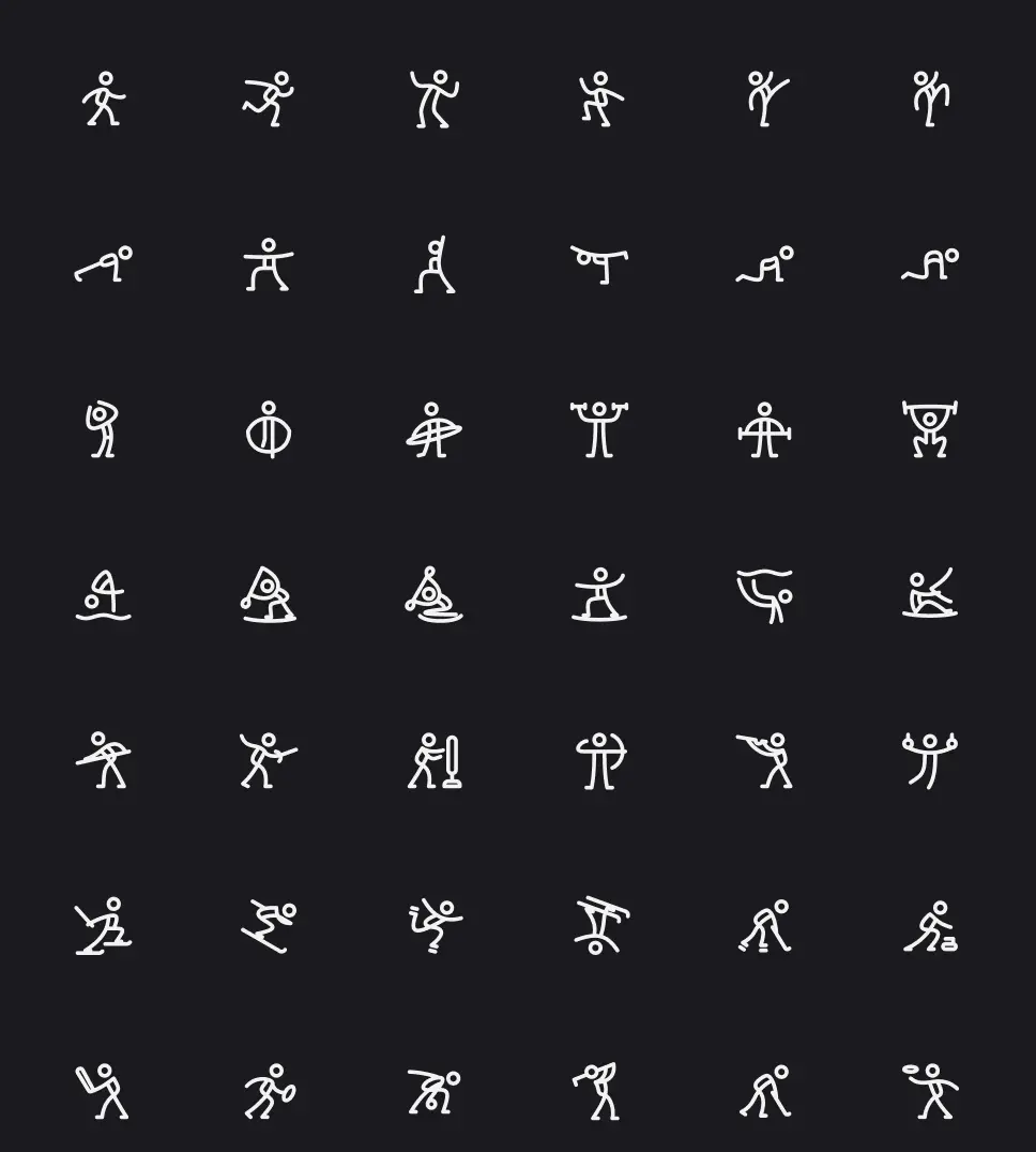 Sports Activity Icons and Sports Equipment Icons (SVG + 2 Styles)