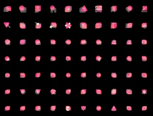 81 Pink Glassmorphism Icons for Figma