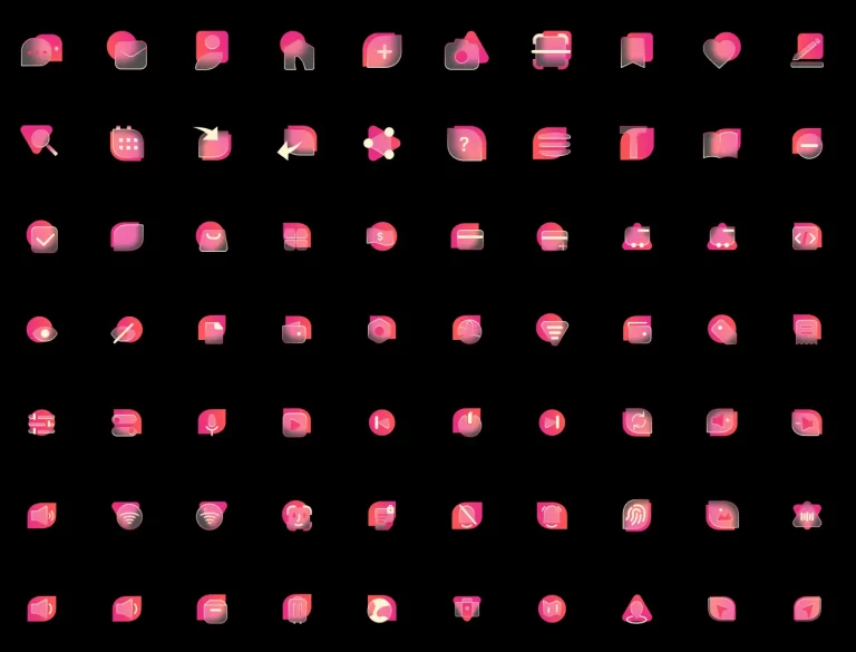 81 Pink Glassmorphism Icons for Figma