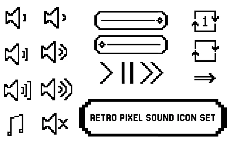 retro-pixel-sound-audio-icon-set