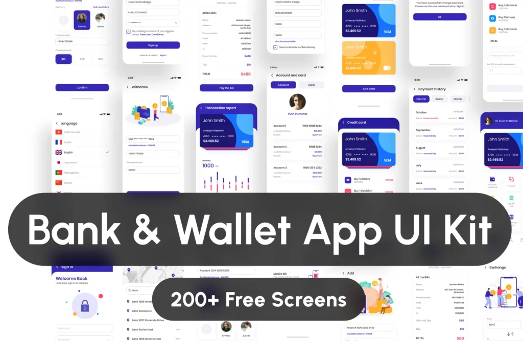 Free Banking & Wallet UI Kit for Figma