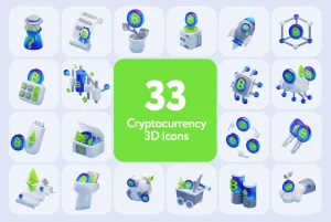 3D Crypto Icon Set for Figma (Light & Dark Modes)