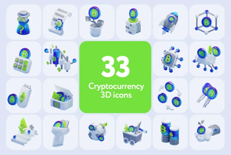 3D Crypto Icon Set for Figma (Light & Dark Modes)