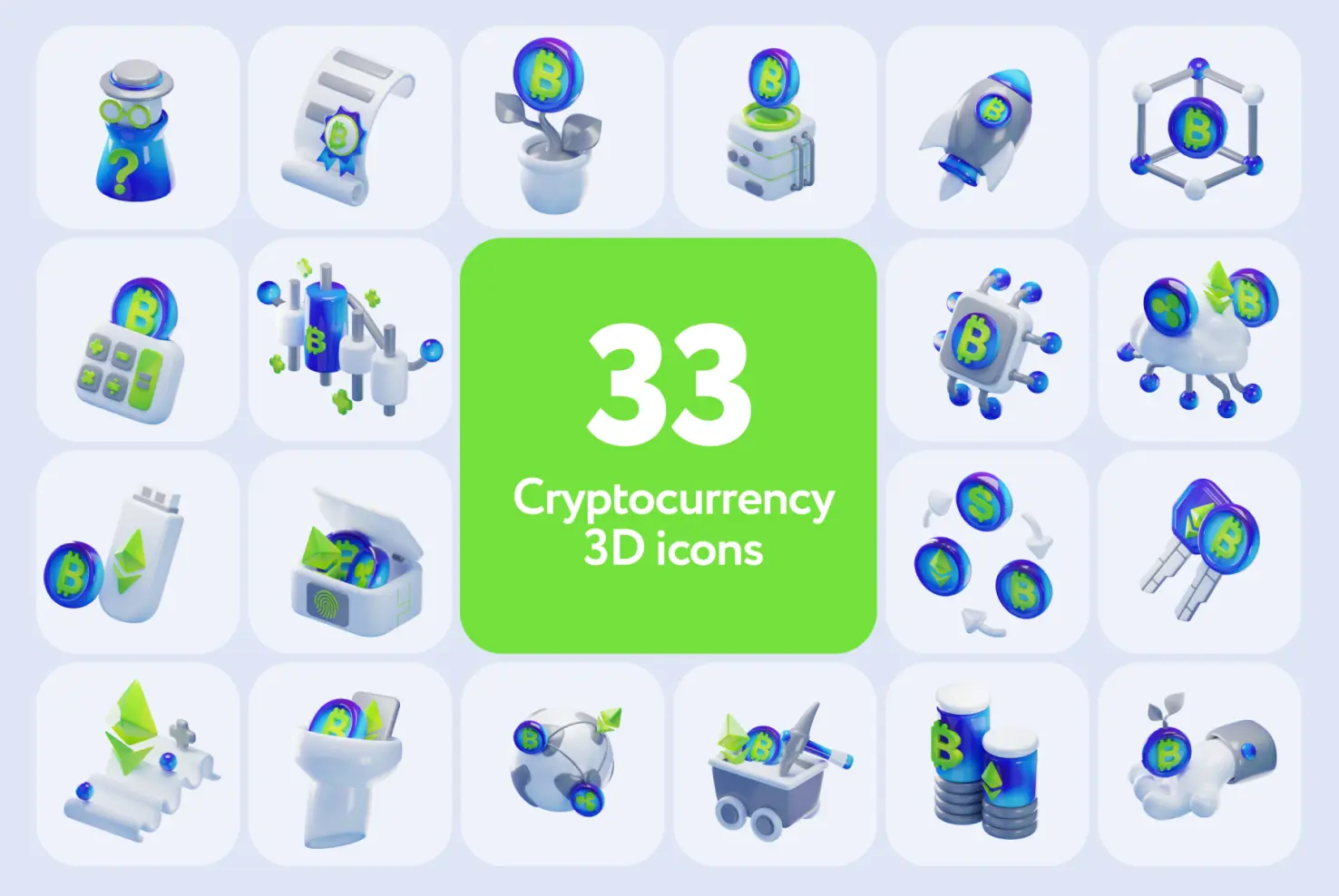 Download Free 3D Crypto Icon Set for Figma (Light & Dark Modes)