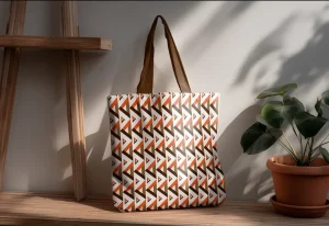 3 Tote Bag Mockups with unique patterns in PSD