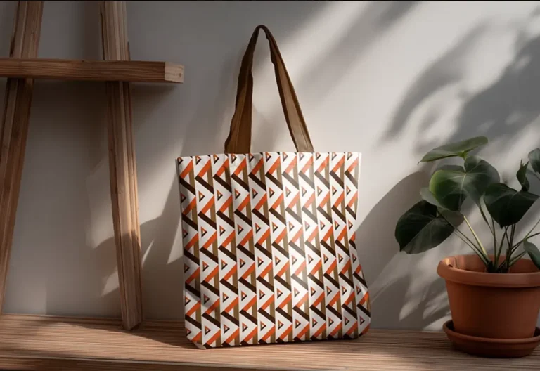 3 Tote Bag Mockups with unique patterns in PSD