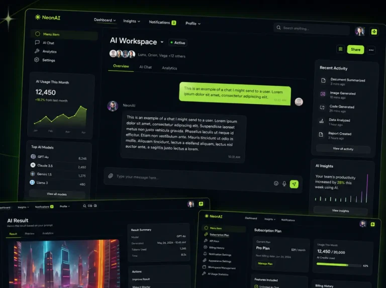 AI Workspace & Dashboard UI Kit (NeonAI) for Figma