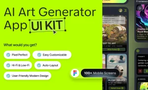Dark AI Art Generator App UI Kit for Figma