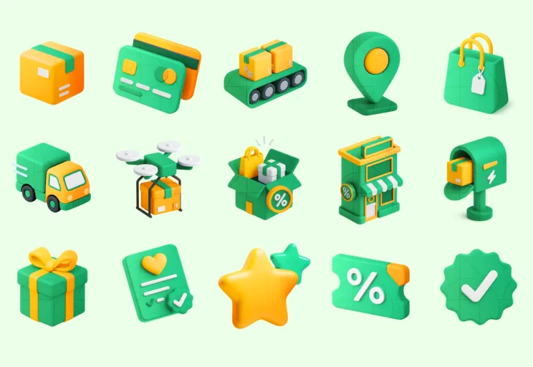 3D Clay E-commerce & Shopping Icons