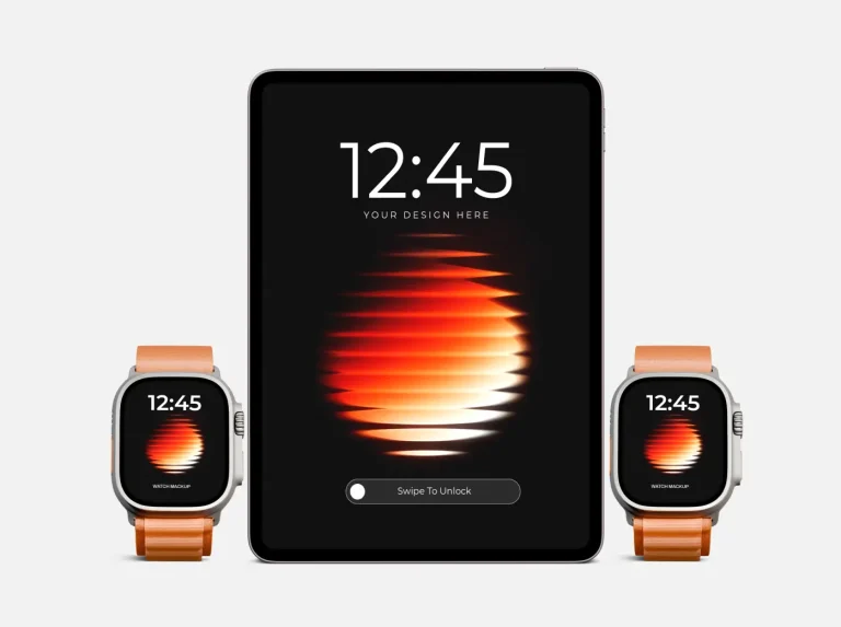 Free iPad and Apple Watch Mockup Set