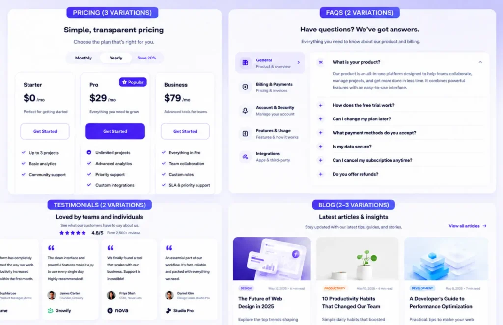 SaaS Landing Page Figma Kit