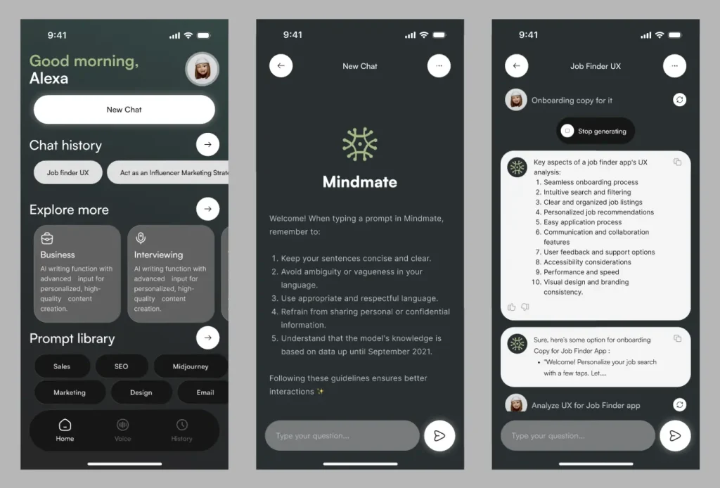 Mobile Chatbot App UI Kit for Figma