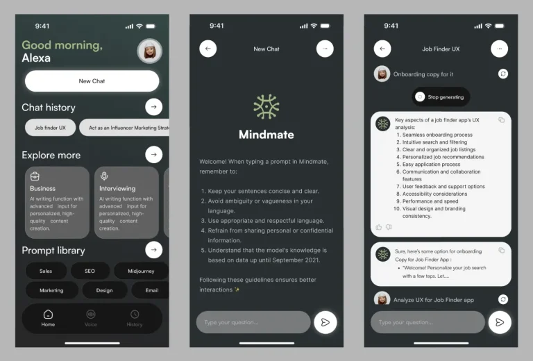 Mobile Chatbot App UI Kit for Figma