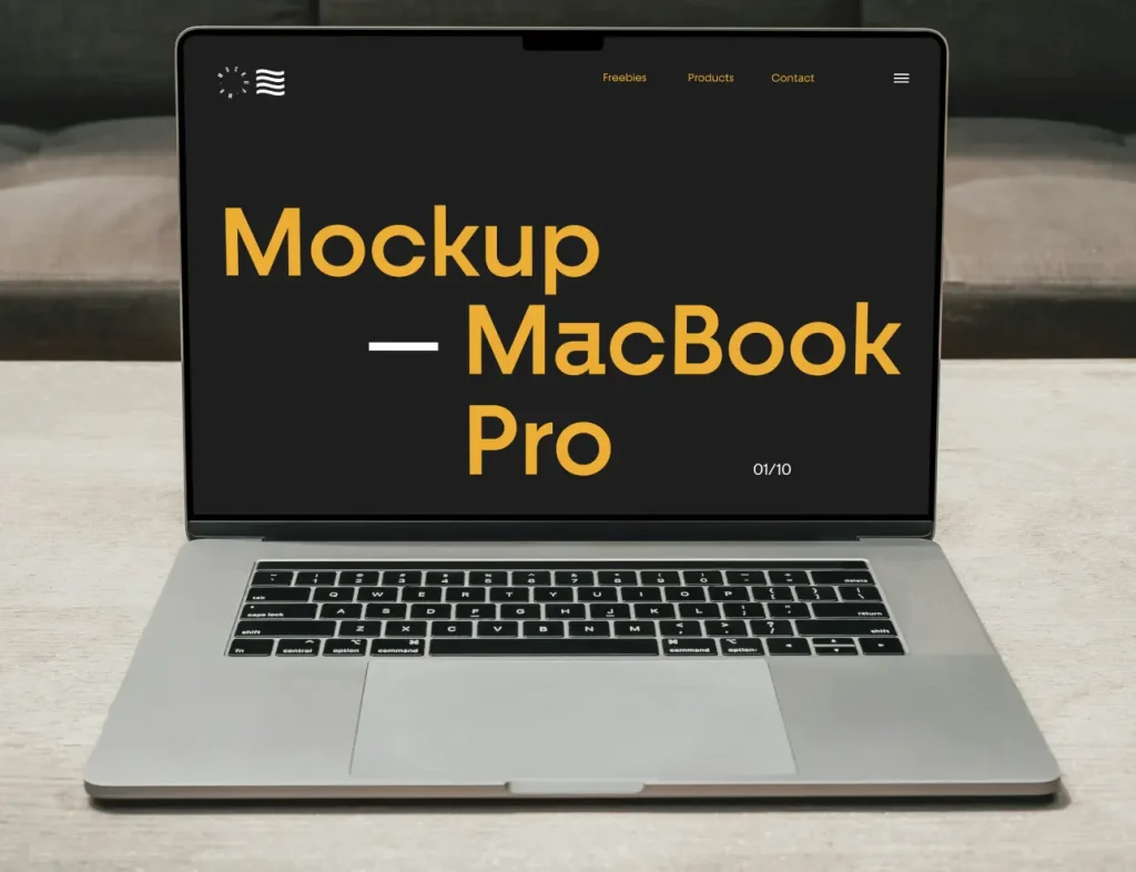 Open MacBook Pro PSD Mockup for Figma