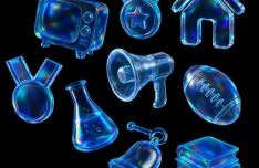 230+ Free 3D Glass Icons with Iridescent Effects