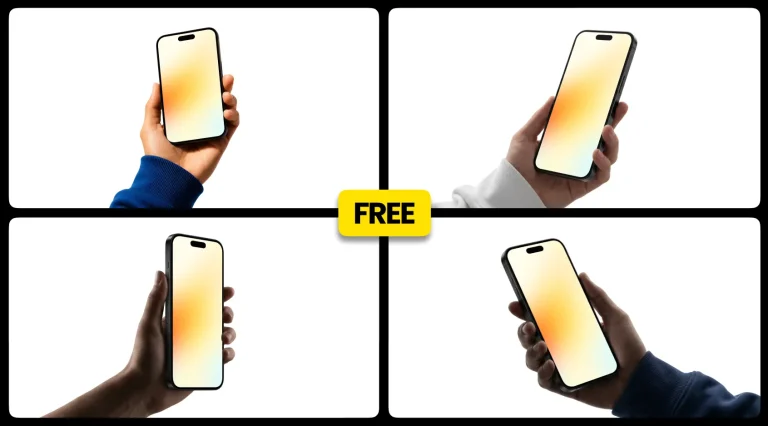 4 Free Handheld iPhone 17 Pro Max Mockups for Figma