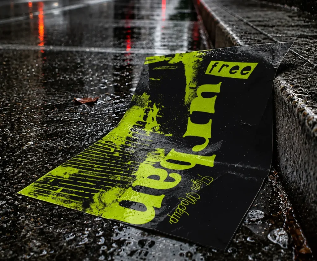 Rainy Street Flyer Mockup PSD