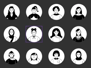 100 Free Editable 2D Avatar Illustrations for Figma