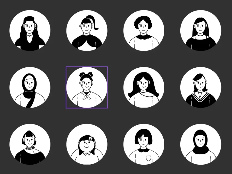 100 Free Editable 2D Avatar Illustrations for Figma