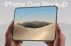 iPhone Duo in Hands PSD Mockup
