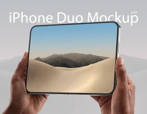 iPhone Duo in Hands PSD Mockup